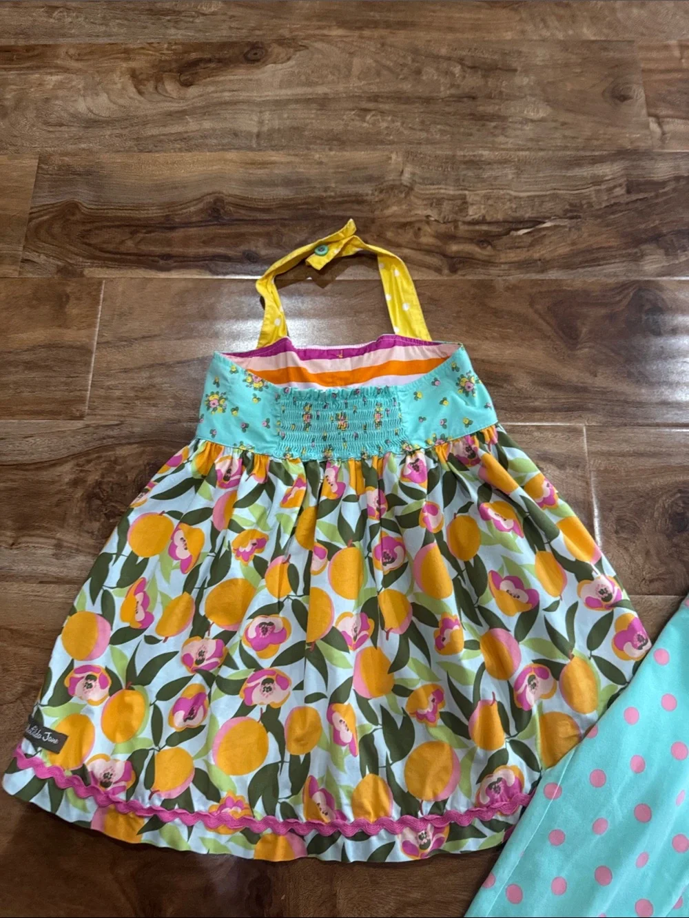 Matilda Jane Citrus Floral Halter top with Polka Dot cropped Leggings size 4